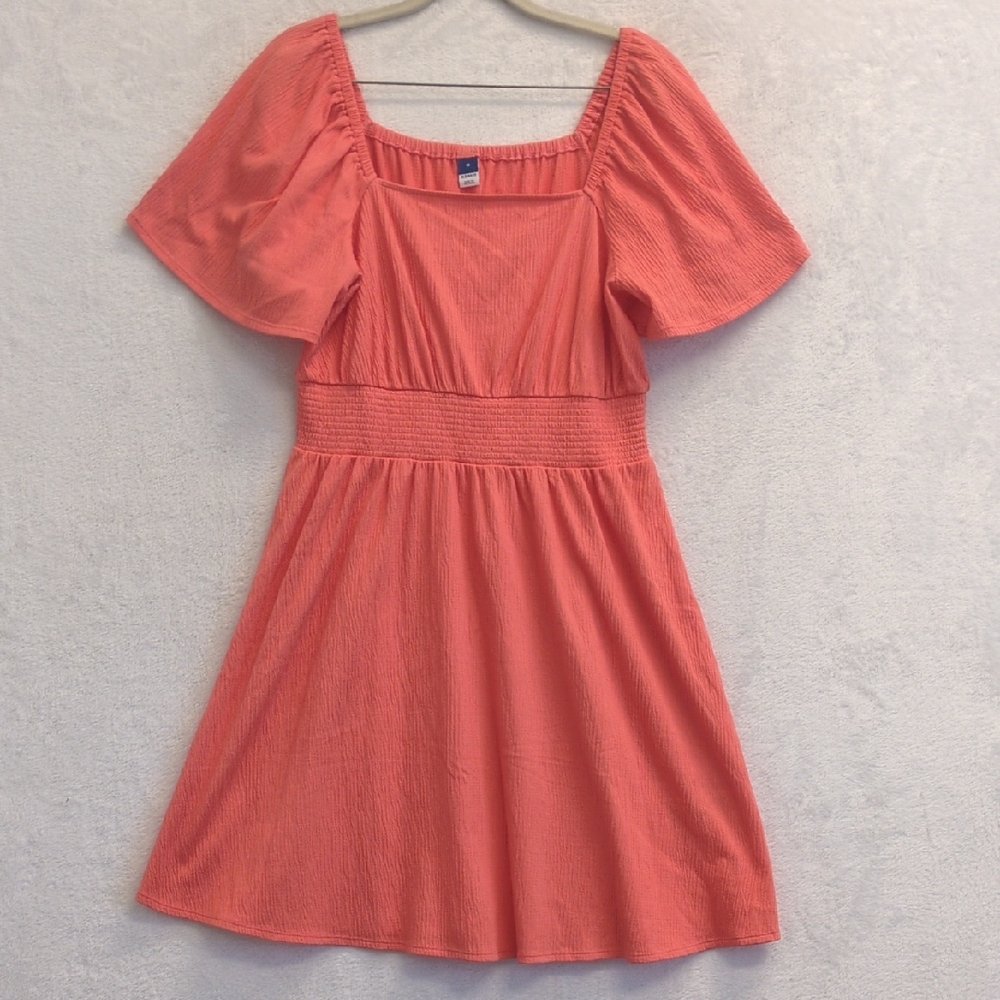 Old Navy Women's Pink Smocked Square Neck‎ Dress Size M